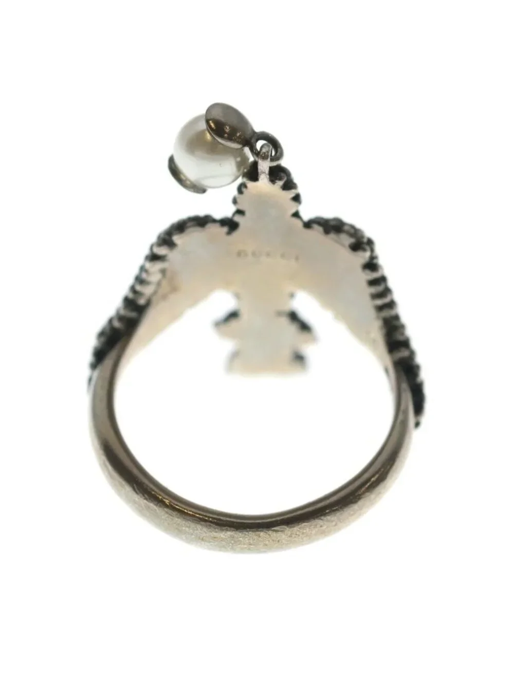 Gucci Eagle Pearl Ring Silver